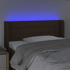 Vidaxl Čelo postele s LED tmavohendé 83x16x78/88 cm látka