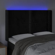 Vidaxl Čelo postele s LED čierne 147x16x118/128 cm zamat