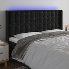 Vidaxl Čelo postele s LED čierne 163x16x118/128 cm zamat