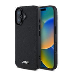 DKNY Zadný kryt PU Leather Silver Metal Logo Silver Magsafe pre iPhone 16 Black