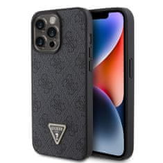 Guess Zadný kryt PU 4G Strass Triangle Metal Logo pre iPhone 15 Pro Max Black