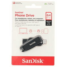 SanDisk Phone Drive USB-C/USB-A 64 GB 3.2 Gen 1, 100 MB/s, čierna