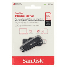 SanDisk Phone Drive USB-C/USB-A 512 GB 3.2 Gen 1, 100 MB/s, čierna