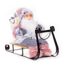 MAGIC HOME Santa na sánkach, ružový, 46 cm