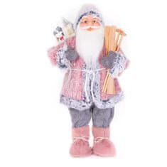 MAGIC HOME Santa stojaci s lyžami, 60 cm - ružový