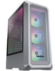 COUGAR PC skriňa ARCHON 2 Mesh RGB White Mid Tower Mesh Front Panel 3 x ARGB Fans 3mm TG Left Panel