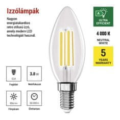 EMOS LED žiarovka Filament sviečka A CLASS/ E14 / 3,8 W (60 W) / 806 lm / neutrálna biela