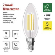 EMOS LED žiarovka Filament sviečka A CLASS/ E14 / 3,8 W (60 W) / 806 lm / neutrálna biela