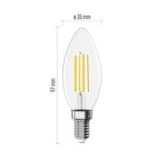 EMOS LED žiarovka Filament sviečka A CLASS/ E14 / 3,8 W (60 W) / 806 lm / Teplá biela