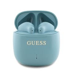 Guess Bezdrôtové slúchadlá s potlačou Classic Logo TWS Turquoise