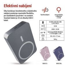 EMOS Power bank EMOS WI 1046, 10 000 mAh, 20 W+Wireless, šedá