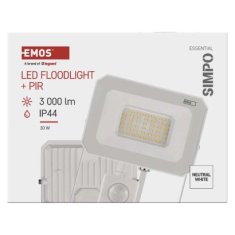 EMOS LED reflektor SIMPO, 30W, PIR, neutrálna biela