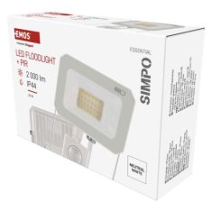 EMOS LED reflektor SIMPO, 20W, PIR, neutrálna biela