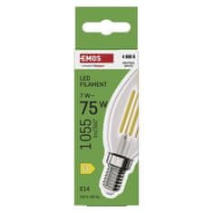 EMOS LED žiarovka Filament sviečka / E14 / 7 W (75 W) / 1055 lm / neutrálna biela