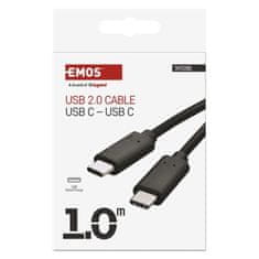 EMOS Nabíjací a dátový kábel 2.0 USB-C / USB-C, 1 m, čierny