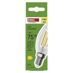 EMOS LED žiarovka Filament sviečka / E14 / 7 W (75 W) / 1055 lm / Teplá biela