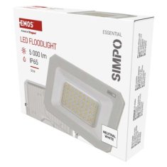 EMOS LED reflektor SIMPO, 50 W, biely, IP65, 5000 lm, neutrálna biela