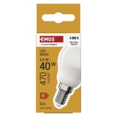 EMOS LED žiarovka Basic Mini Globe / E14 / 5,5 W (40 W) / 470 lm / Neutrálna biela