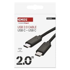 EMOS Nabíjací a dátový kábel 2.0 USB-C / USB-C, 2 m, čierny