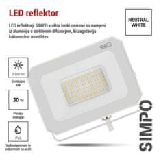 EMOS LED reflektor SIMPO 30W, biely, IP65, 3000 lm, neutrálna biela