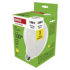 EMOS LED žiarovka Filament G125 / E27 / 11 W (100 W) / 1521 lm / Neutrálna biela