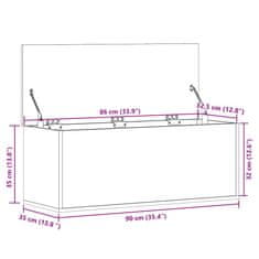 Vidaxl Úložný box sivý dub sonoma 90x35x35 cm spracované drevo