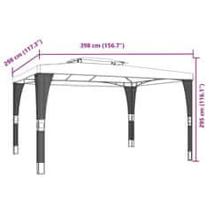 Vidaxl Altánok s dvojitou strechou, krémový 3,98x2,98 m, oceľ