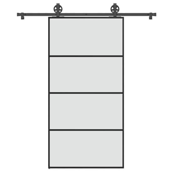 shumee vidaXL Posuvné dvere s kovaním ESG sklo a hliník 102,5x205 cm