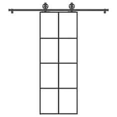 shumee vidaXL Posuvné dvere s kovaním 76x205 cm ESG sklo a hliník