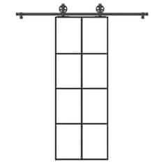 shumee vidaXL Posuvné dvere s kovaním 76x205 cm ESG sklo a hliník