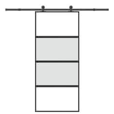 shumee vidaXL Posuvné dvere s kovaním tvrdené sklo a hliník úzke 90x205 cm