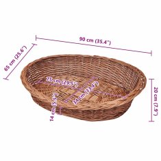 Vidaxl Košík/pelech pre psy z vŕbového prútia, prírodná farba 90 cm