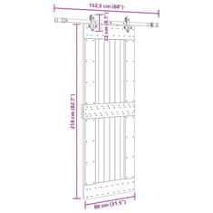 Vidaxl Posuvné dvere so sadou kovania 80x210 cm borovicový masív