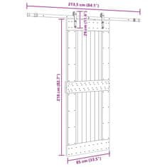 Vidaxl Posuvné dvere so sadou kovania 85x210 cm borovicový masív