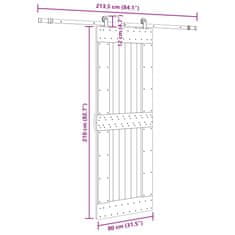 Vidaxl Posuvné dvere so sadou kovania 80x210 cm borovicový masív