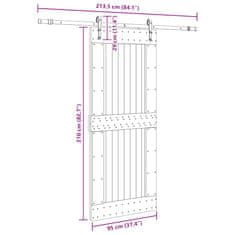 Vidaxl Posuvné dvere so sadou kovania 95x210 cm borovicový masív