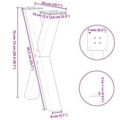 Vidaxl Nohy jedálenského stola X-Shaped 2 ks Čierna 50x(72-73) cm