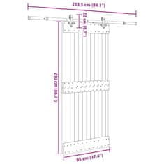 Vidaxl Posuvné dvere so sadou kovania 95x210 cm borovicový masív