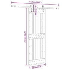 Vidaxl Posuvné dvere so sadou kovania 80x210 cm borovicový masív