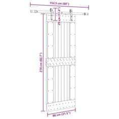 Vidaxl Posuvné dvere so sadou kovania 80x210 cm borovicový masív