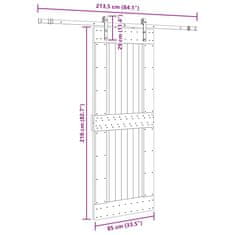 Vidaxl Posuvné dvere so sadou kovania 85x210 cm borovicový masív