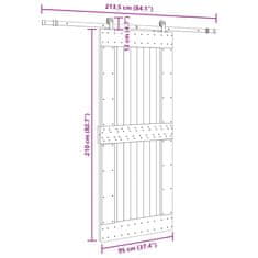 Vidaxl Posuvné dvere so sadou kovania 95x210 cm borovicový masív