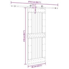 Vidaxl Posuvné dvere so sadou kovania 85x210 cm borovicový masív