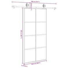 Vidaxl Posuvné dvere s kovaním ESG sklo a hliník 102,5x205 cm