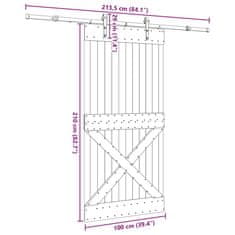 Vidaxl Posuvné dvere so sadou kovania 100x210 cm borovicový masív