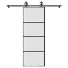 shumee vidaXL Posuvné dvere s kovaním 76x205 cm ESG sklo a hliník