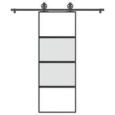 shumee vidaXL Posuvné dvere s kovaním 76x205 cm tvrdené sklo a hliník úzke