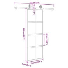 Vidaxl Posuvné dvere s kovaním 76x205 cm tvrdené sklo a hliník úzke