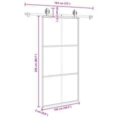 Vidaxl Posuvné dvere s kovaním 102x205 cm ESG sklo a hliník