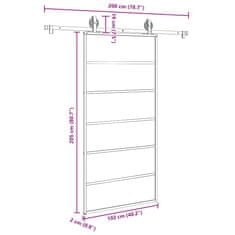 Vidaxl Posuvné dvere s kovaním 102x205 cm ESG sklo a hliník